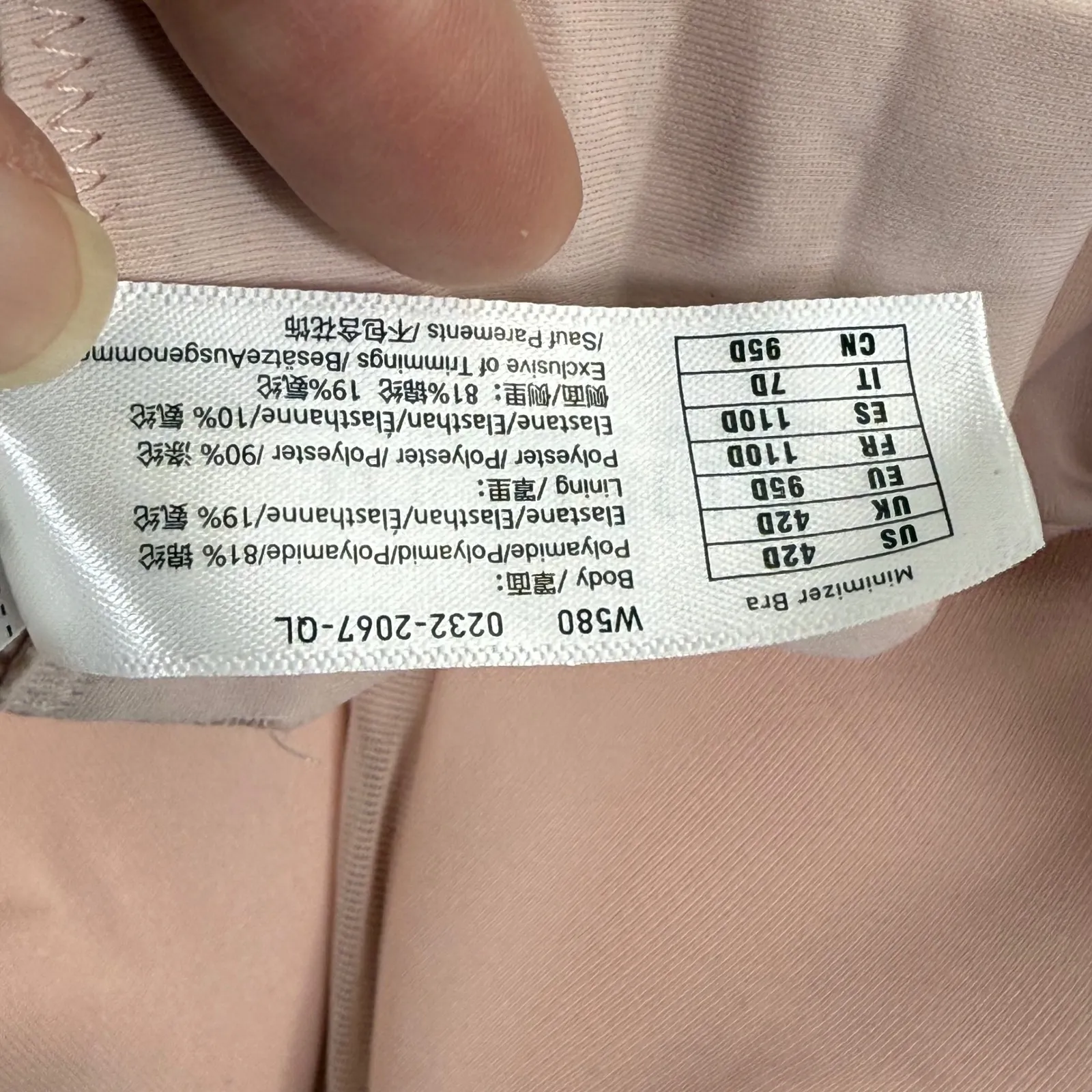 Delimira Minimizer Bra 42D Underwire Gentle Rose Comfort Support Pink Size undefined - Image 6