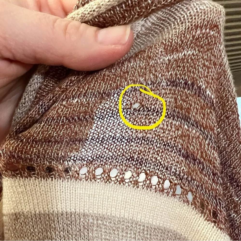 Peyton Primrose Cinnamon Striped Fringe Open Front Knit Cardigan Tan Size 1X - Image 12