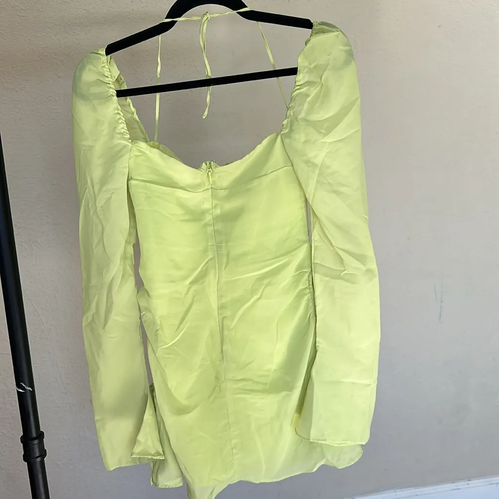 House of CB ‘Baby’ Lime‎ Chiffon Halter Mini Dress NWOT size S - Image 8