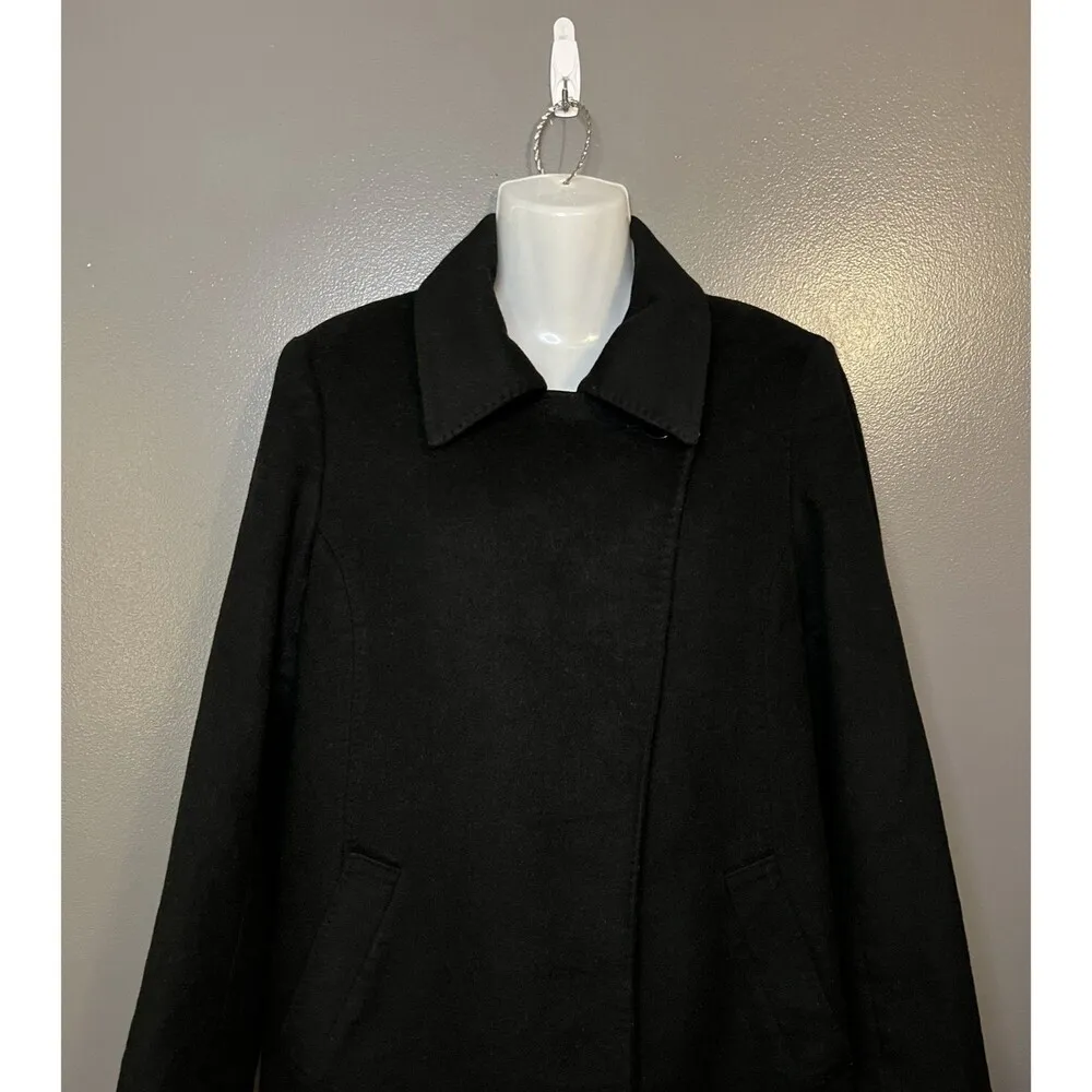 Jones New York Collection Coat Womens 10 Black Wool Cashmere Blend Classic Lined - Image 2