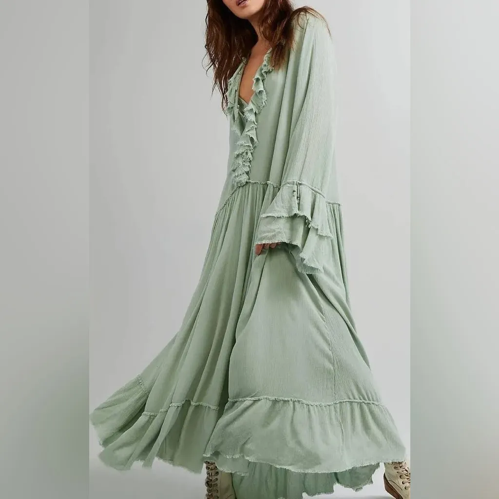 Free People Sweet Darlin Maxi Dress Minted Jade size M - Image 3