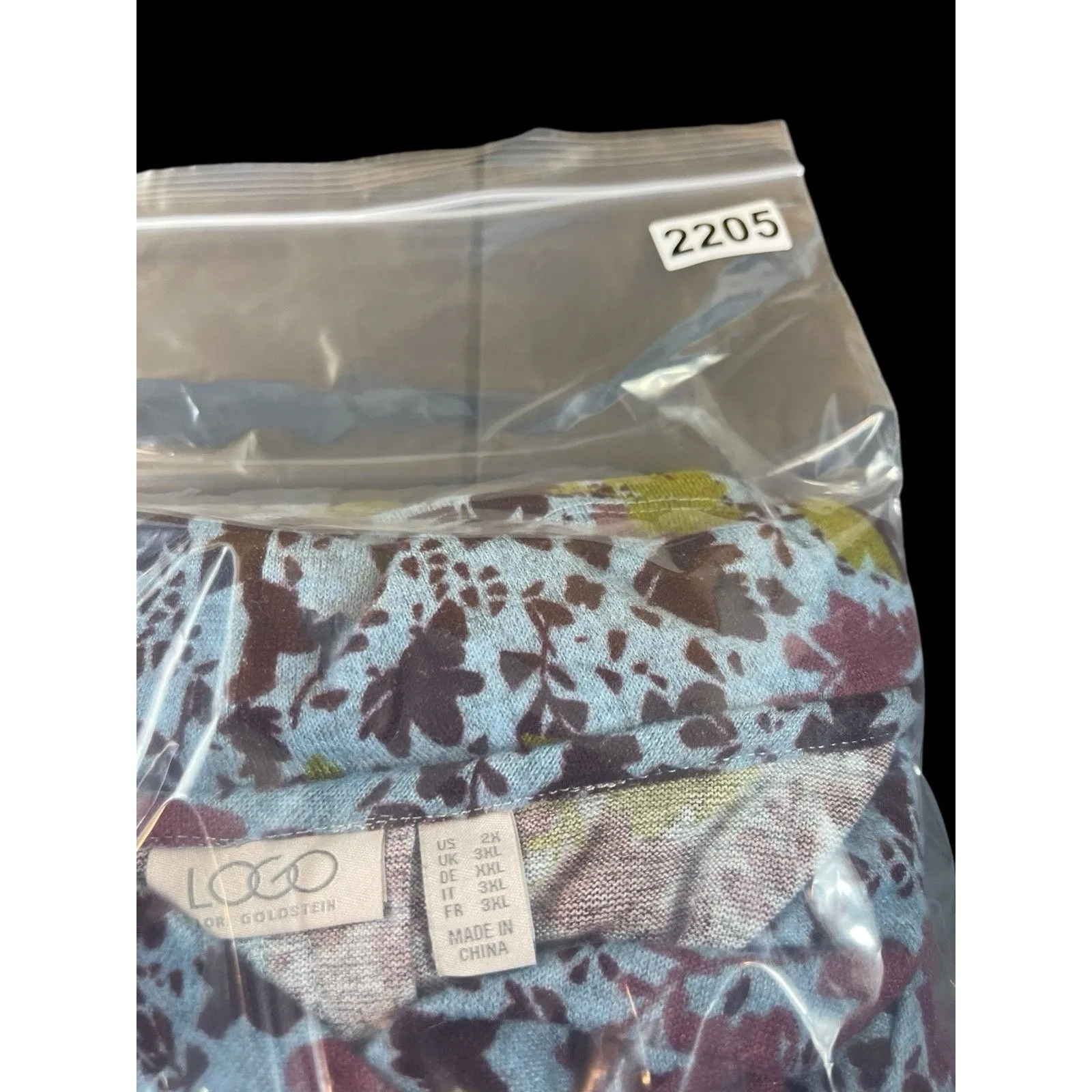 LOGO Lori Goldstein 2X Floral Print Shawl V-Neck Tunic Top Burgundy Blue Pockets - Image 14