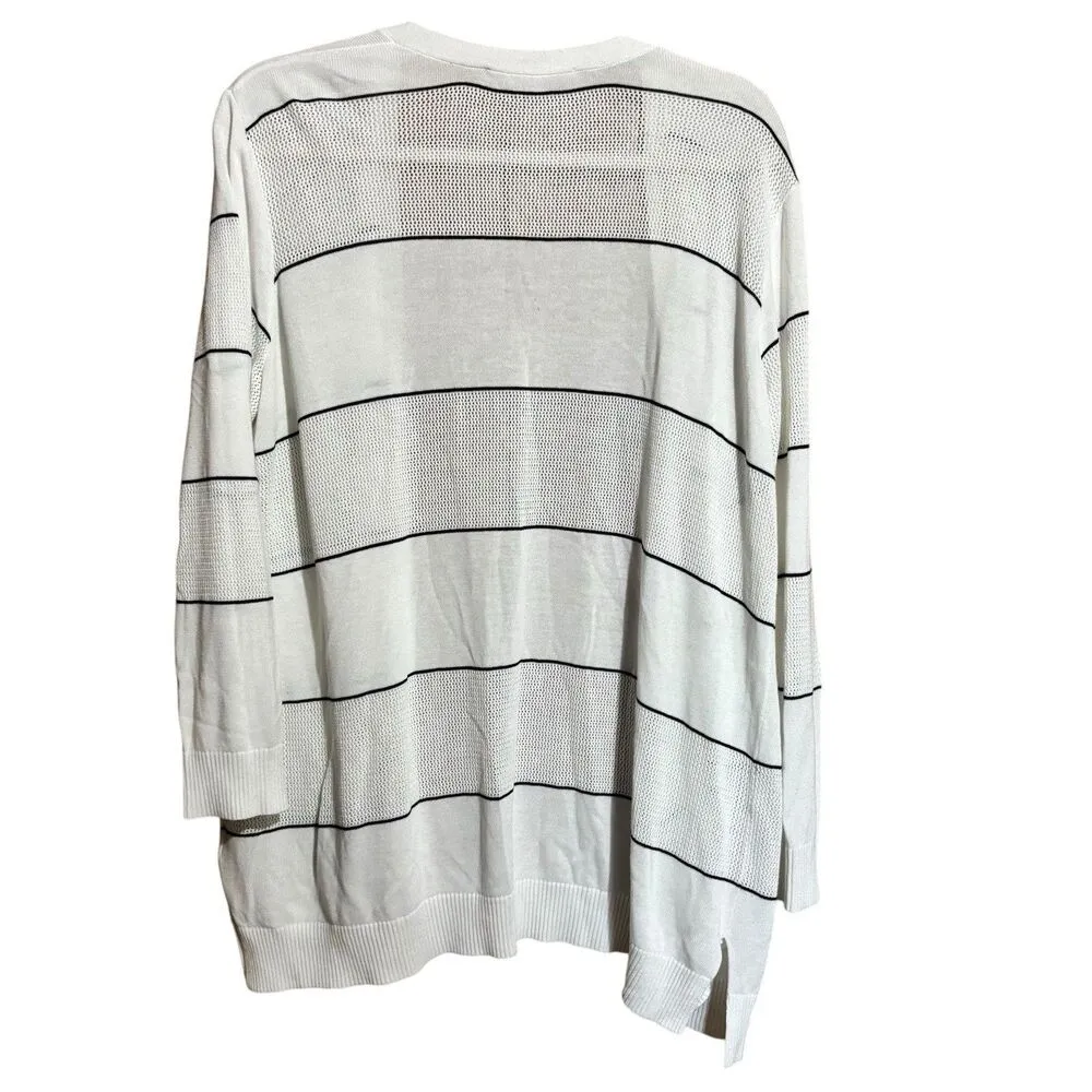41 Hawthorn Stitch Fix Cardigan Womens 2X Multicolor Stripe Open Knit Sweater - Image 6