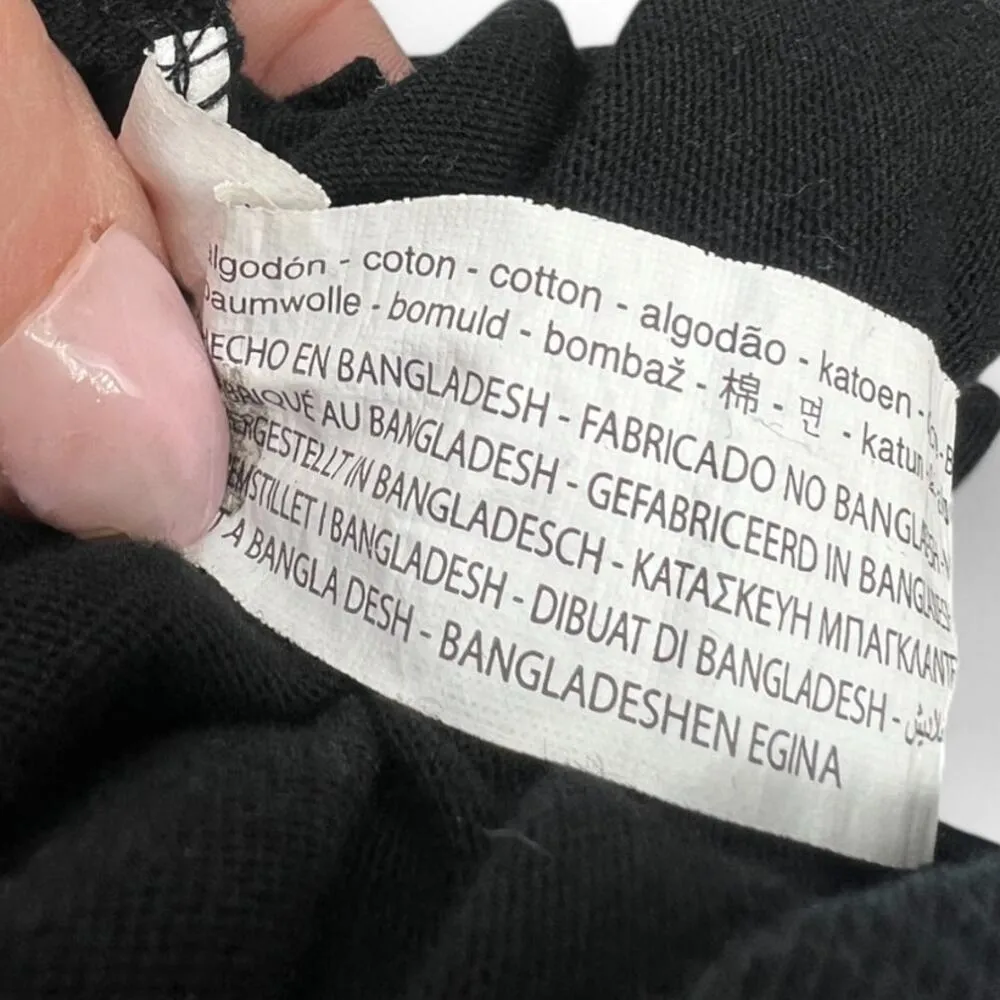 ZARA | M | Double V-Neck Tie Shoulder Wide Leg Black 100% Cotton Lounge Jumpsuit - Image 6