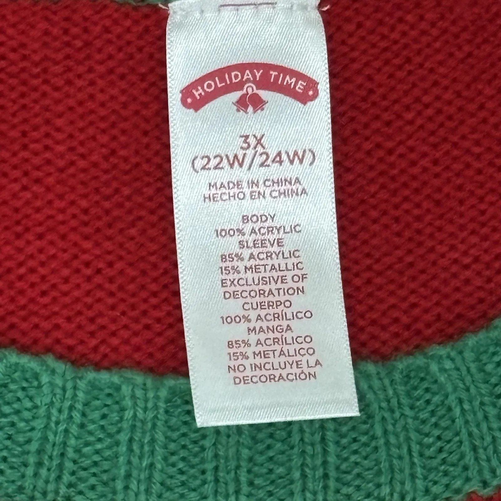 Holiday Time Women’s size 3X (22W-24W) Ugly Christmas Sweater Pug Dog Bells - Image 2