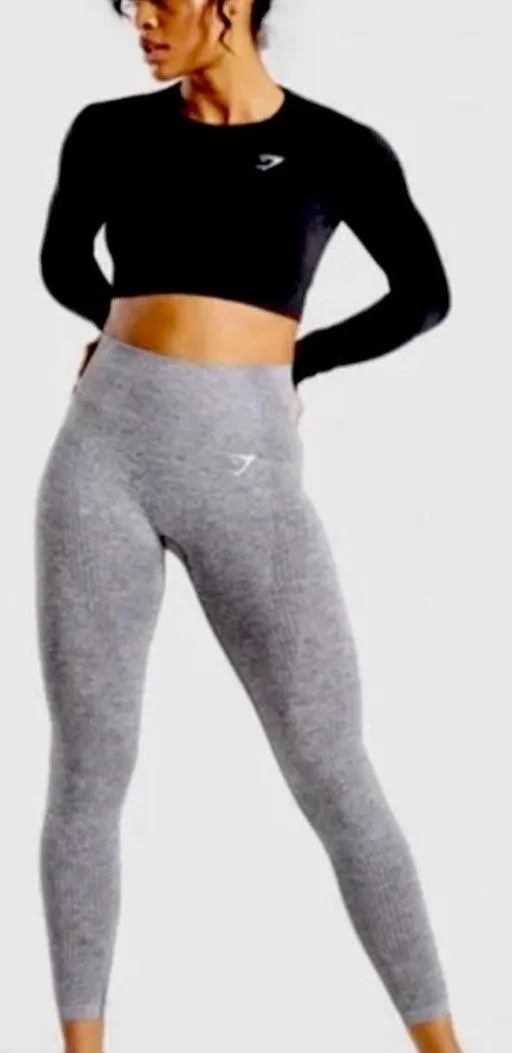 Seamless Heathered Grey Leggings - Image 2