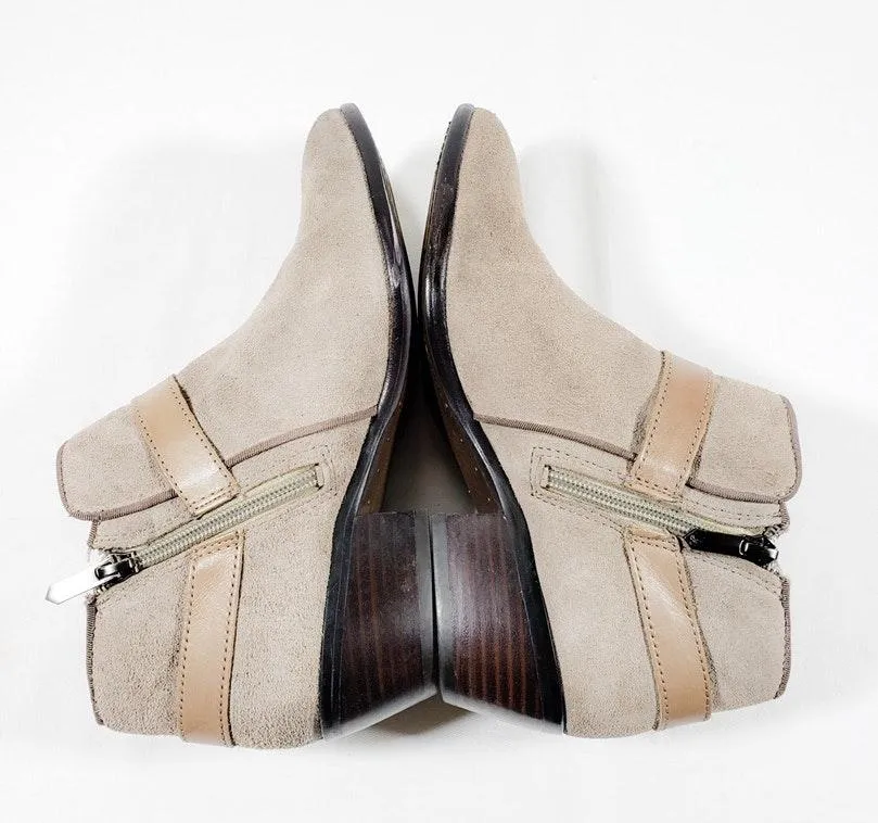 Sued Leather Tan Ankle Booties Sz 7.5 - Image 3
