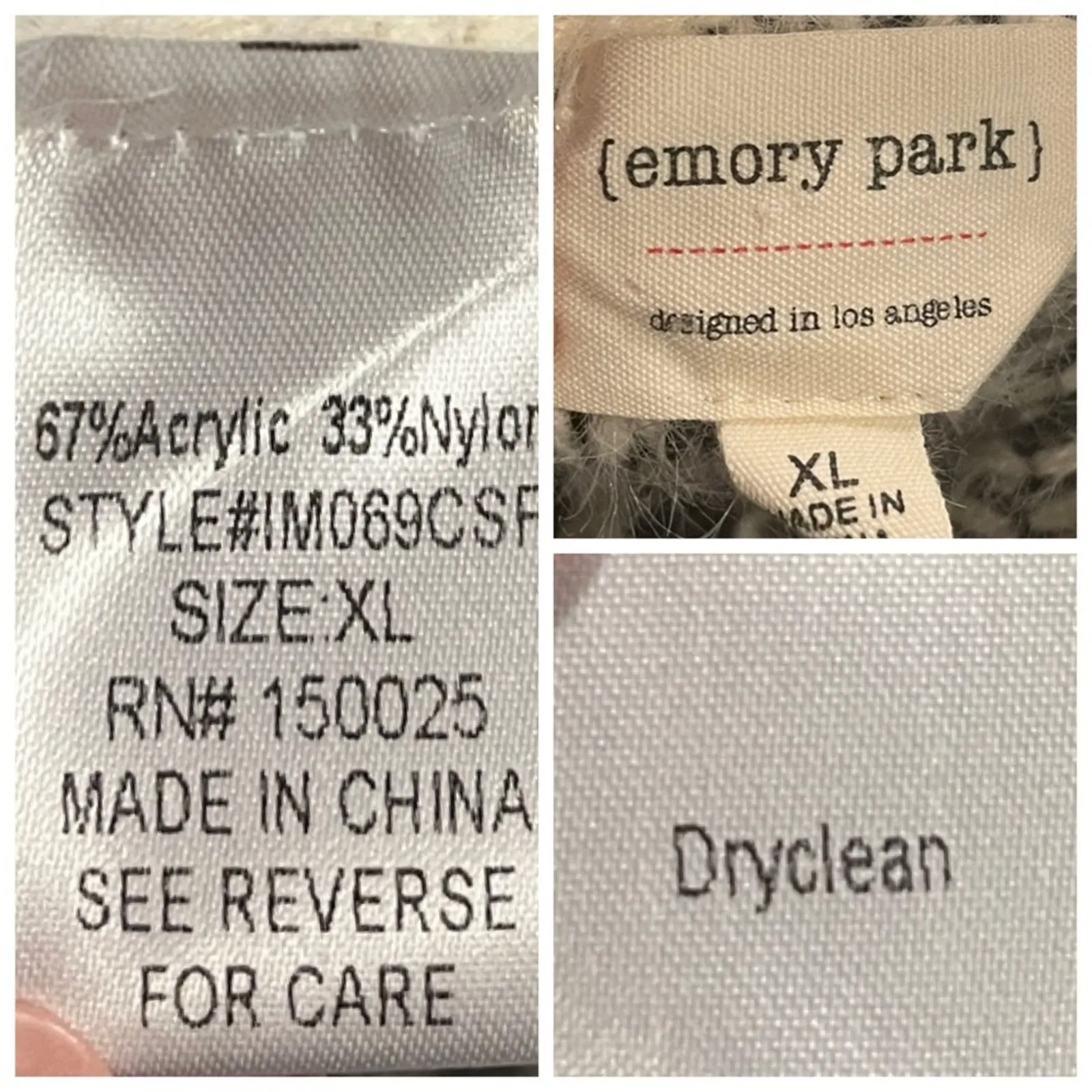 Emory Park Long Fringe Cardigan Sweater Open Front Cream Gray Boho Women’s Large - Image 11