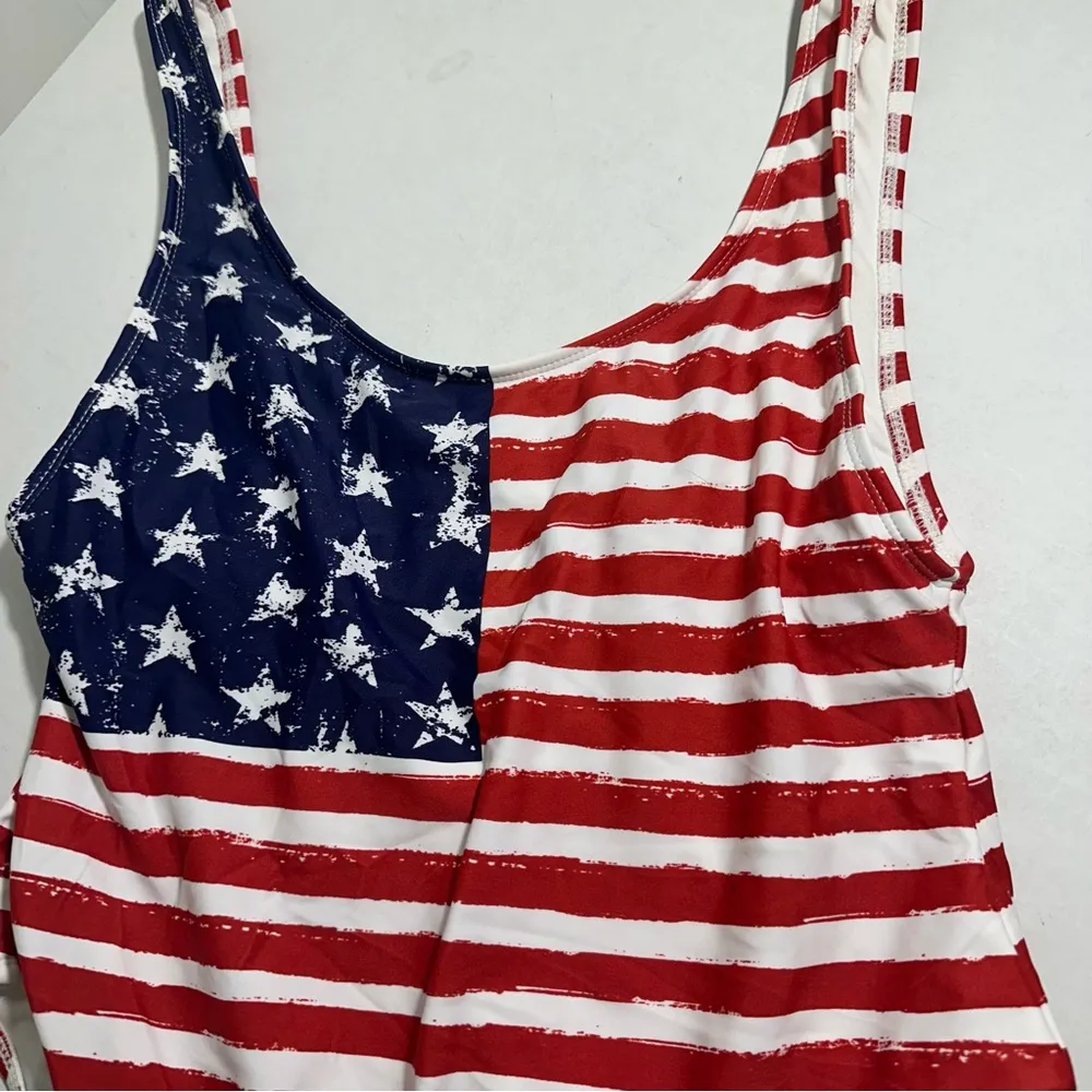 XHILARATION USA RED WHITE BLUE One Piece Swimsuit LARGE PATRIOTIC - Image 4