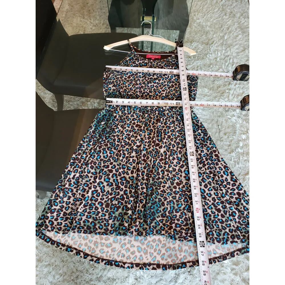 Nine & Co. Flare Dress Women 4 Multi Leopard Print Pleated Sleeveless Round Neck - Image 8