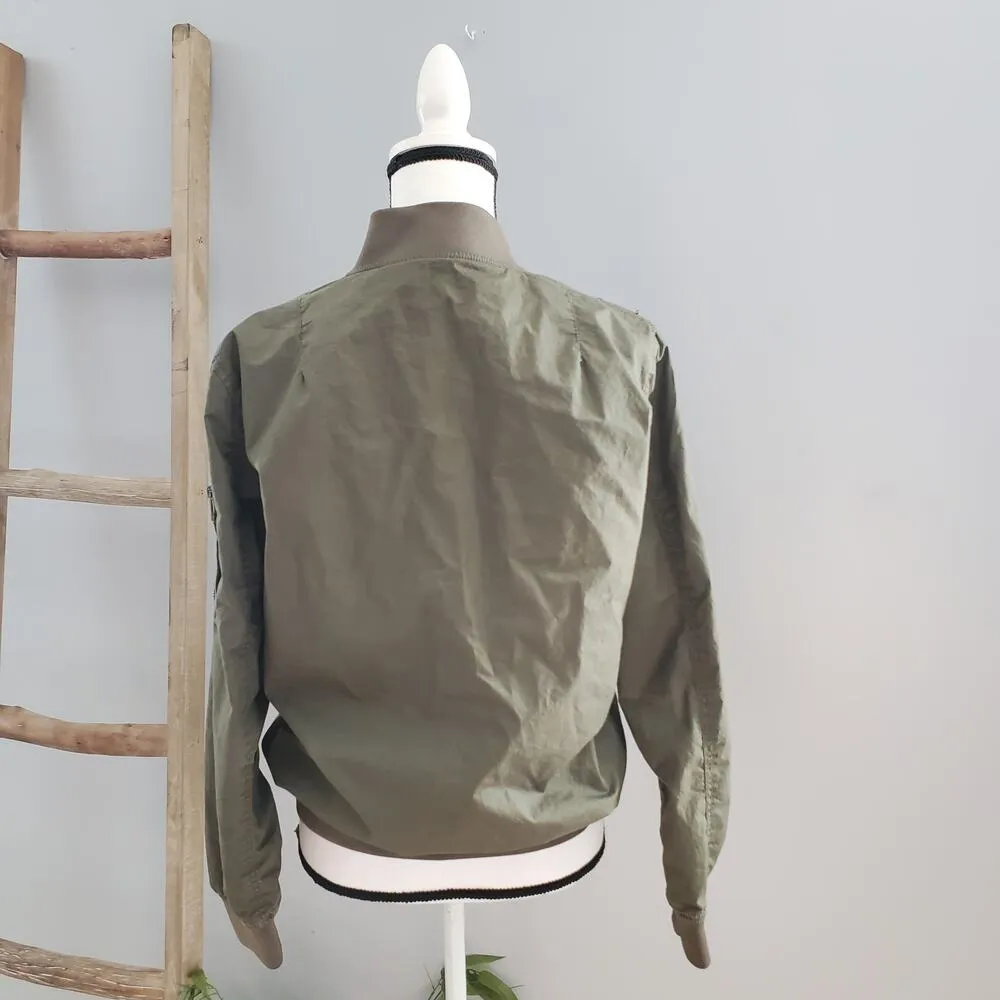 Buffalo David Bitton Olive Green Zip Up Bomber Jacket Size S - Image 2