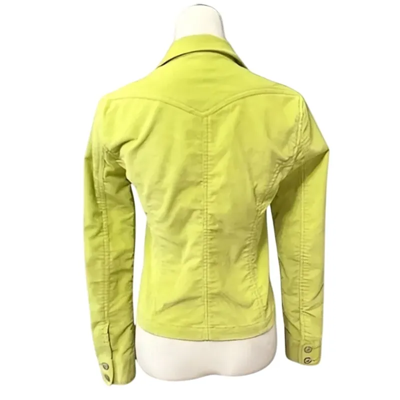 Aeropostale Y2K Corduroy Jacket Waist-Length Flap-Button Pockets Green  Small - Image 4