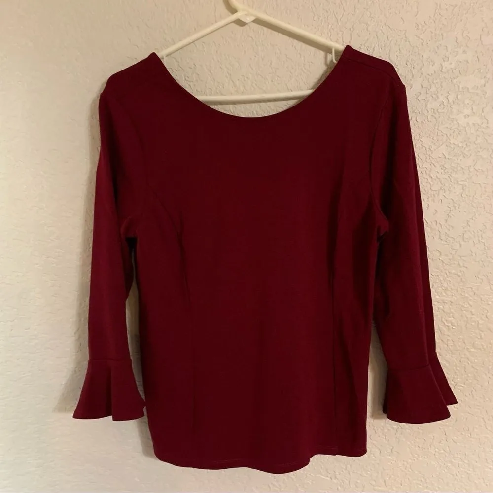 𝅺Talbots Maroon / Burgundy Long‎ Sleeve Tunic - Medium - Image 7