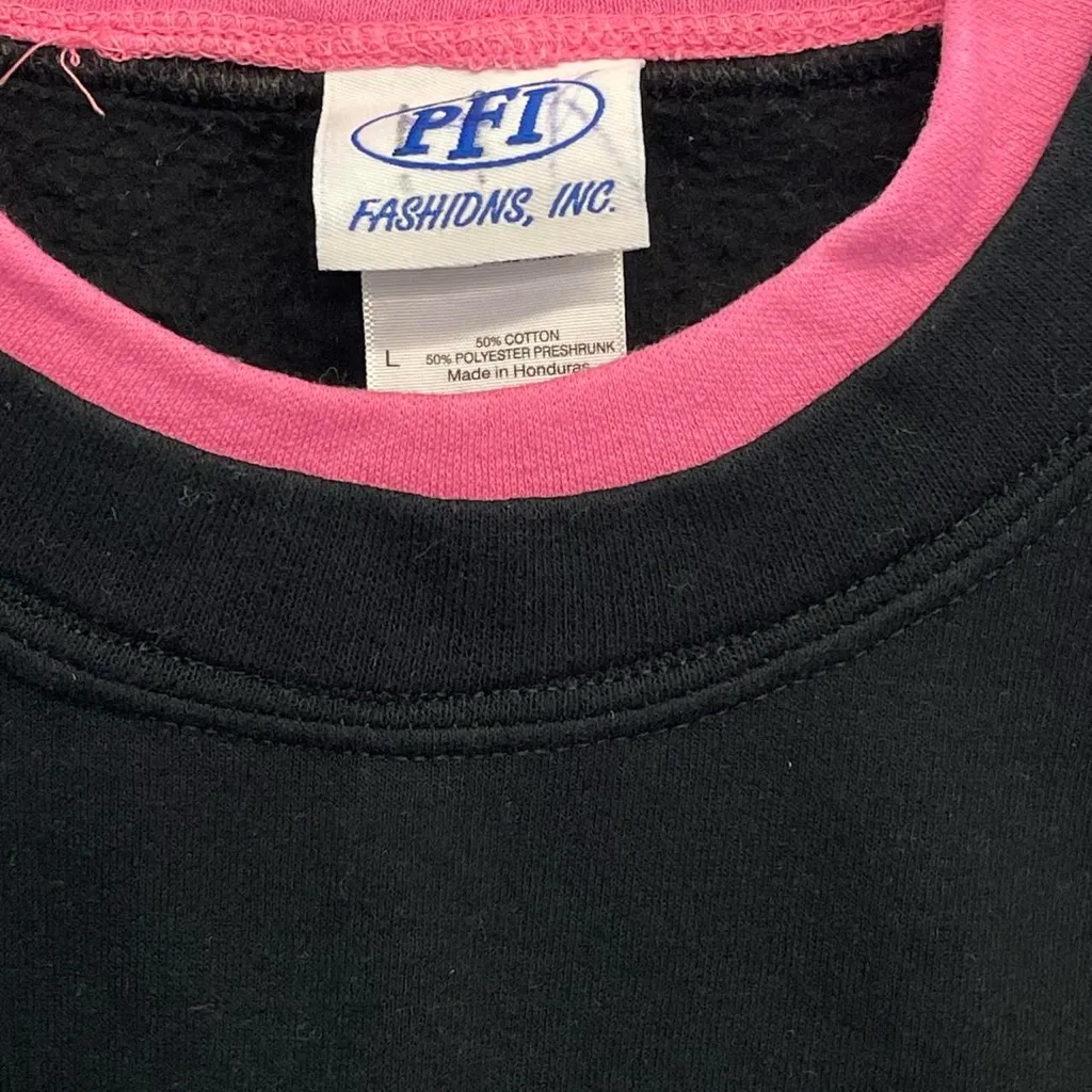 Black and Pink Embroidered Women's Sweater Grandmacore Vintage Softaesthetic Y2K Size L - Image 2