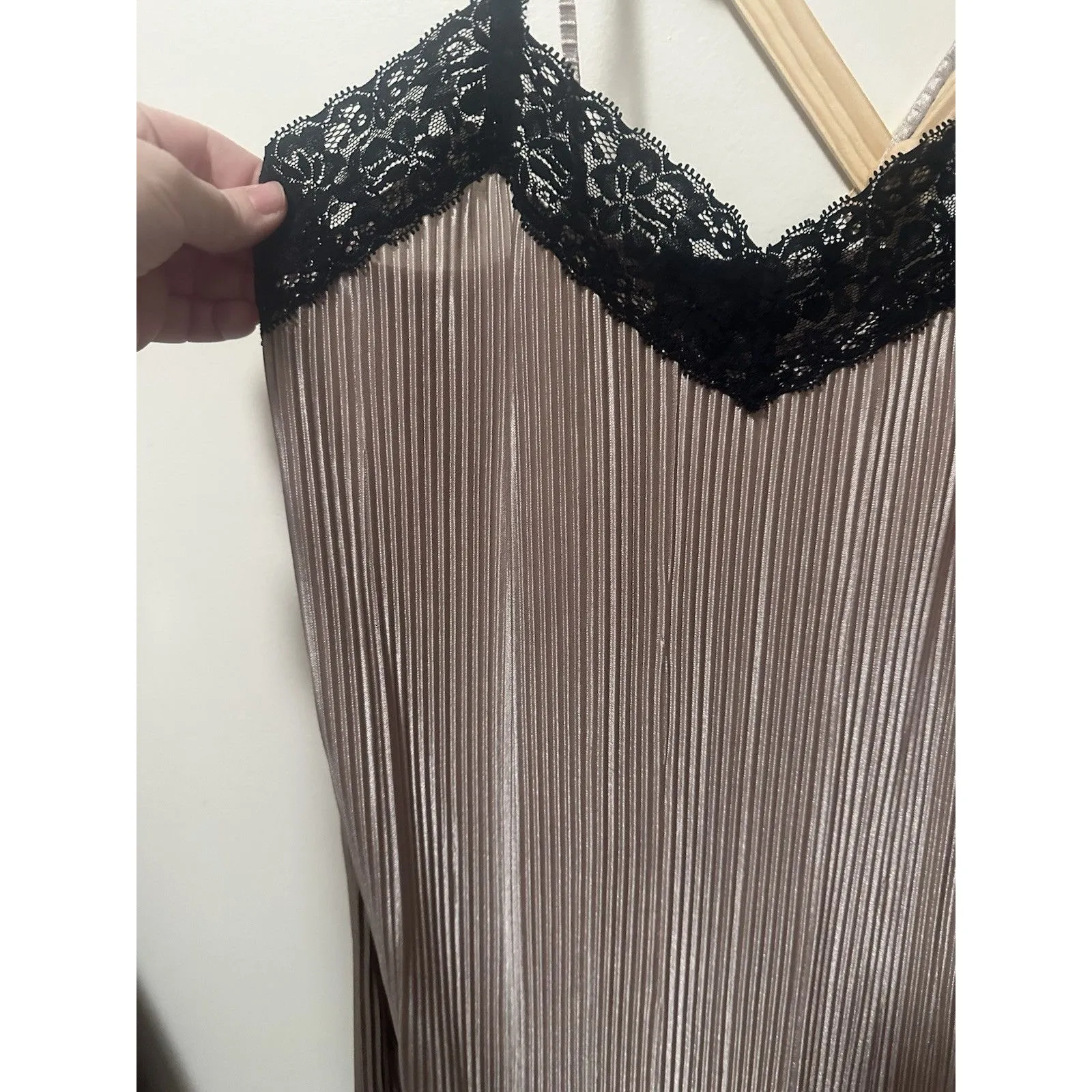 Y2K Poof Mini Slip Dress Gold And Black Lace Size Medium - Image 2