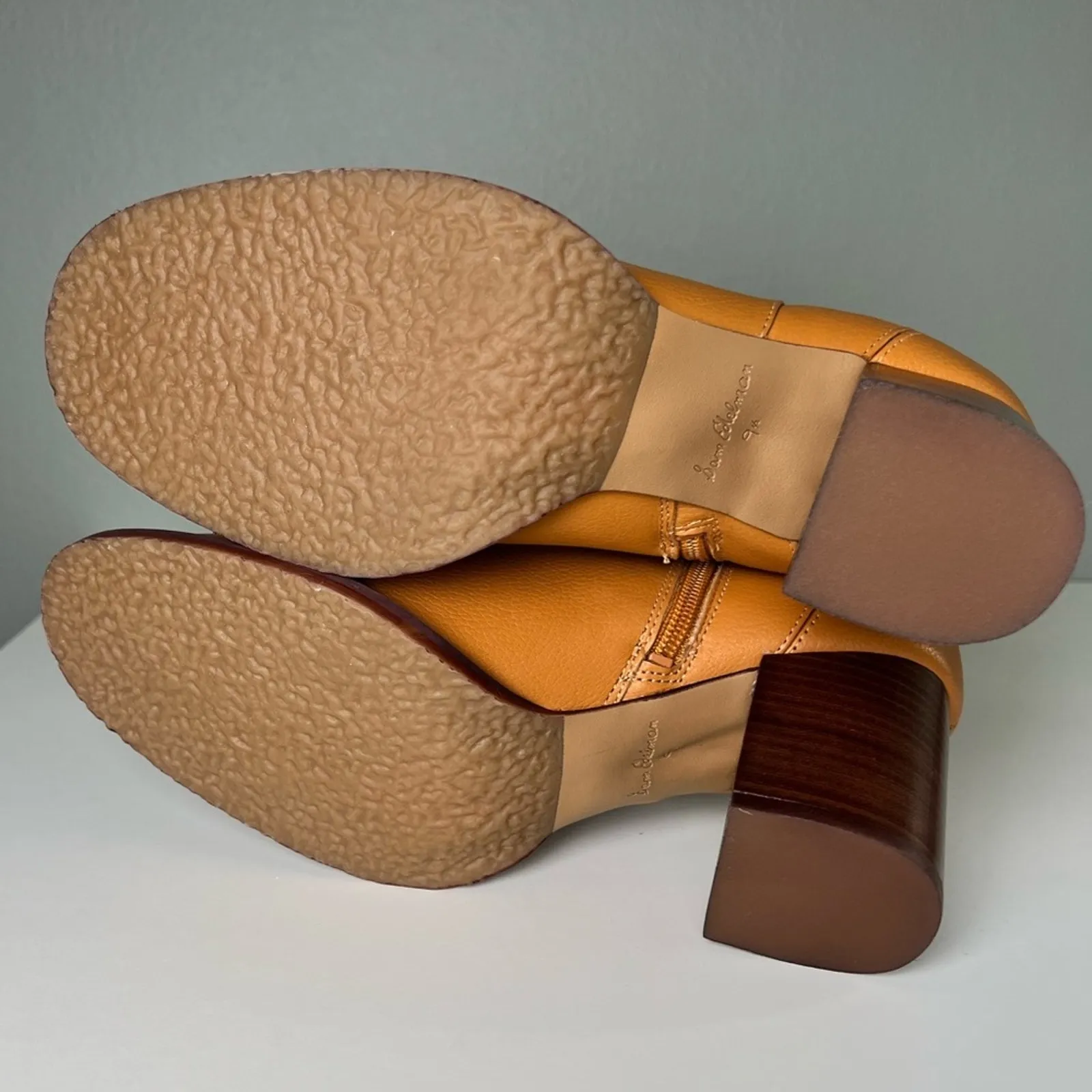 Sam Edelman Brown Almond Toe Elsy Zip Up Tall Block Heel Boot in Caramel 9.5 - Image 11