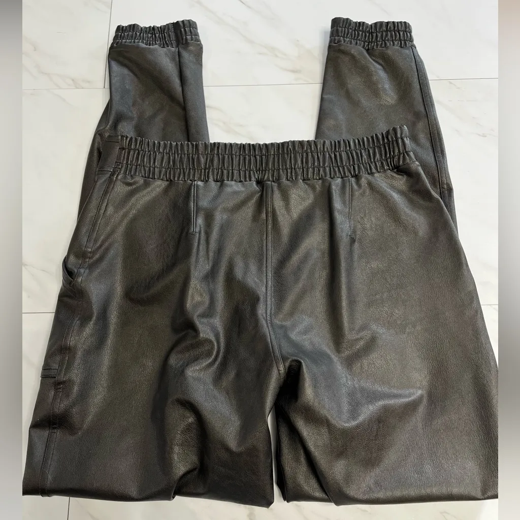 Spanx Faux Leather Black Joggers size Large - Image 4