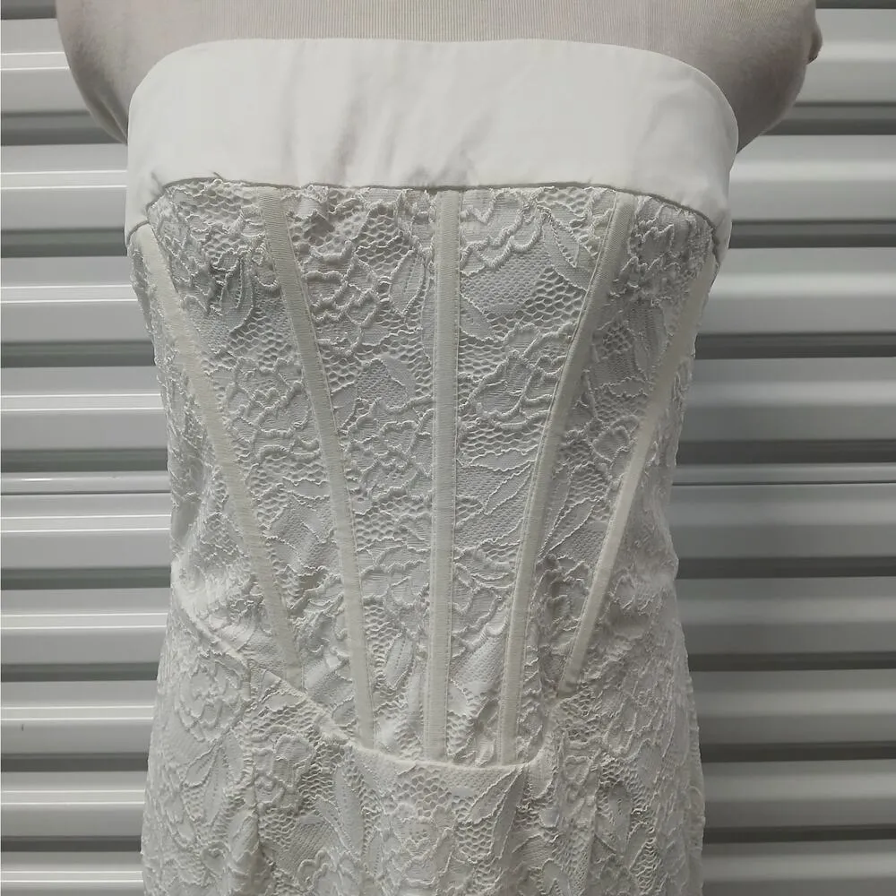 Princess Polly Brea Strapless Mini Dress Size 12 White Embroidered Lace Party - Image 8