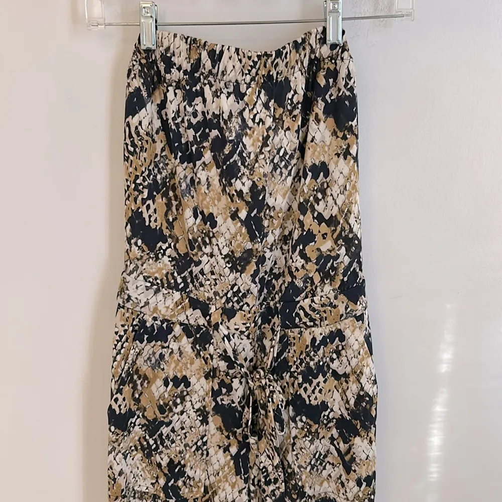DVF Ani Silk Animal Print Strapless Wide Leg Jumpsuit - Image 5