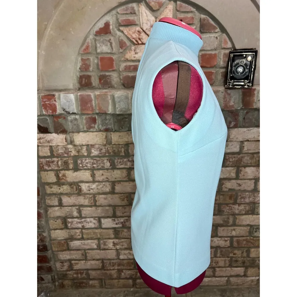 Butte Knit cardigan sweater set textured geometric mock neck 1950s Blue - Image 8