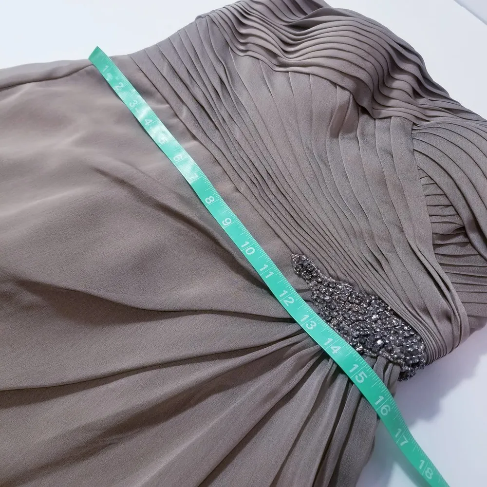 Bari Jay Olive Green Pleated Rhinestones Strapless Evening Dress Size 12 - Image 9