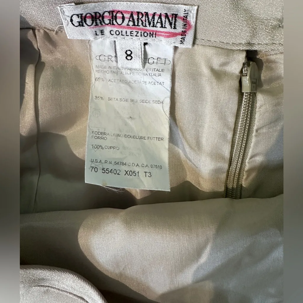 Vintage‎ Giorgio Armani Women's Straight Pencil Skirt  Tan  8  Silk Blend Y2K - Image 7