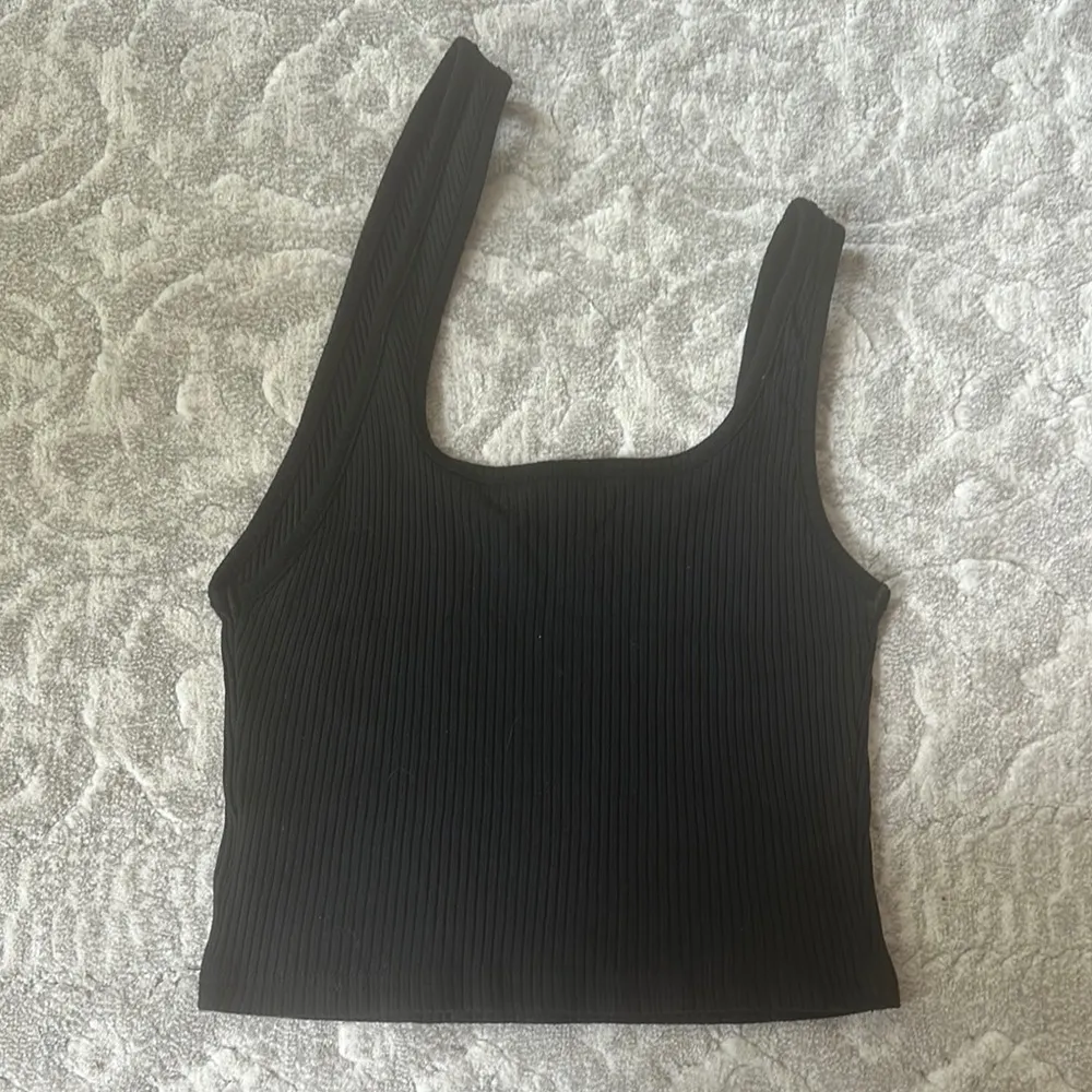 Shein Black Ribbed A-Symmetrical Tank Top - Image 4