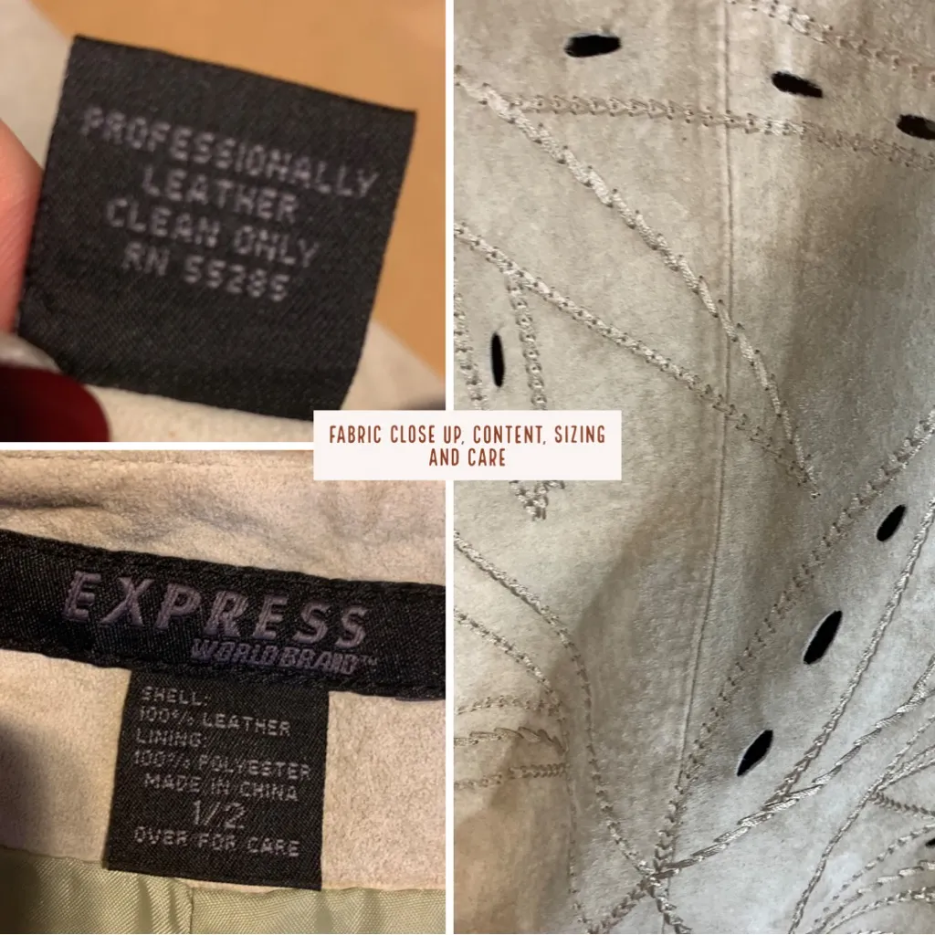 EXPRESS VINTAGE 1990'S TAUPE SUEDE SKIRT & JACKET SET (1/2) - Image 11