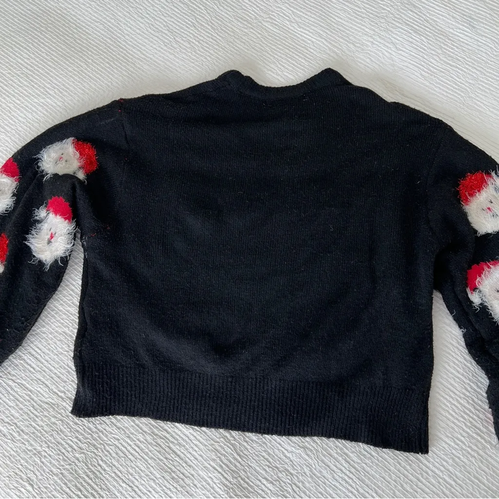 Christmas sweater black crop knit stretch size Small holiday - Image 9