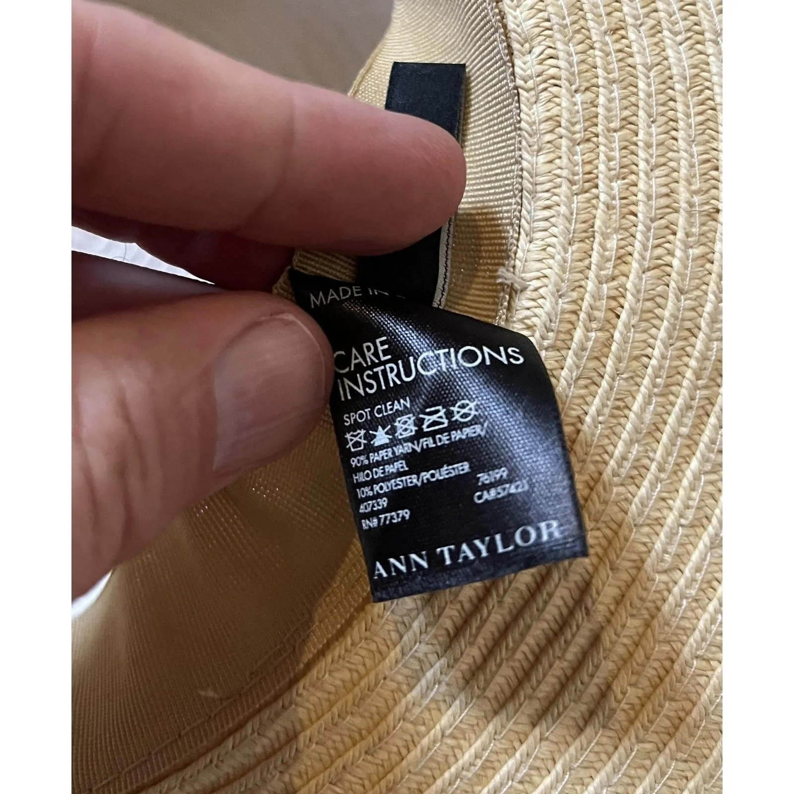 Ann Taylor Sun Hat Womens One Size Beige Wide Brim Straw Colorblock Beach - Image 6