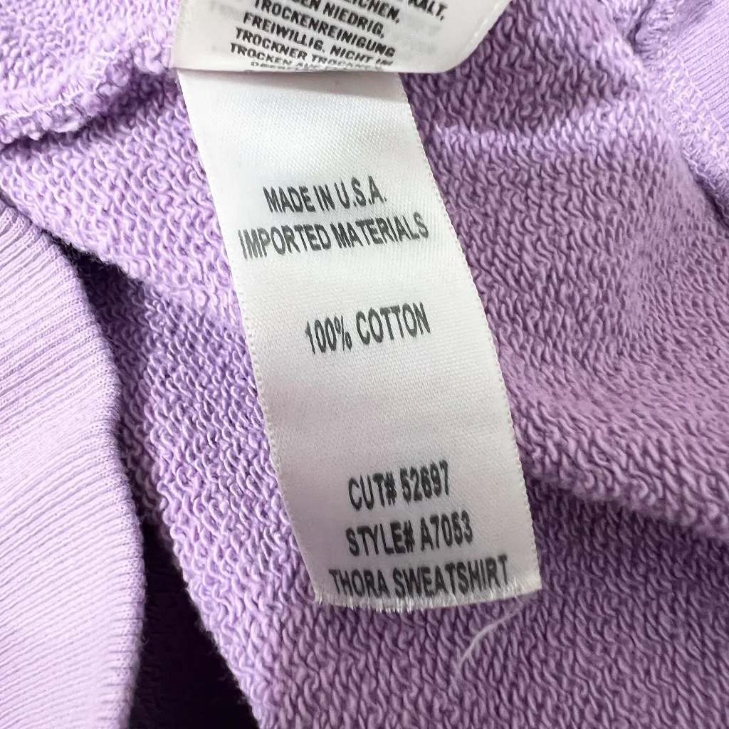 Agolde Thora Balloon Sleeve Cotton Terry Crew Neck Pullover Sweatshirt Purple XS - Image 3