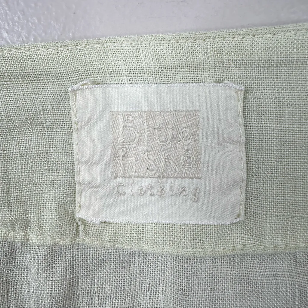 Blue Fish Vintage Midi Dress Womens Size 1 Yellow Linen Hand Painted Artsy 1999 Size L - Image 7