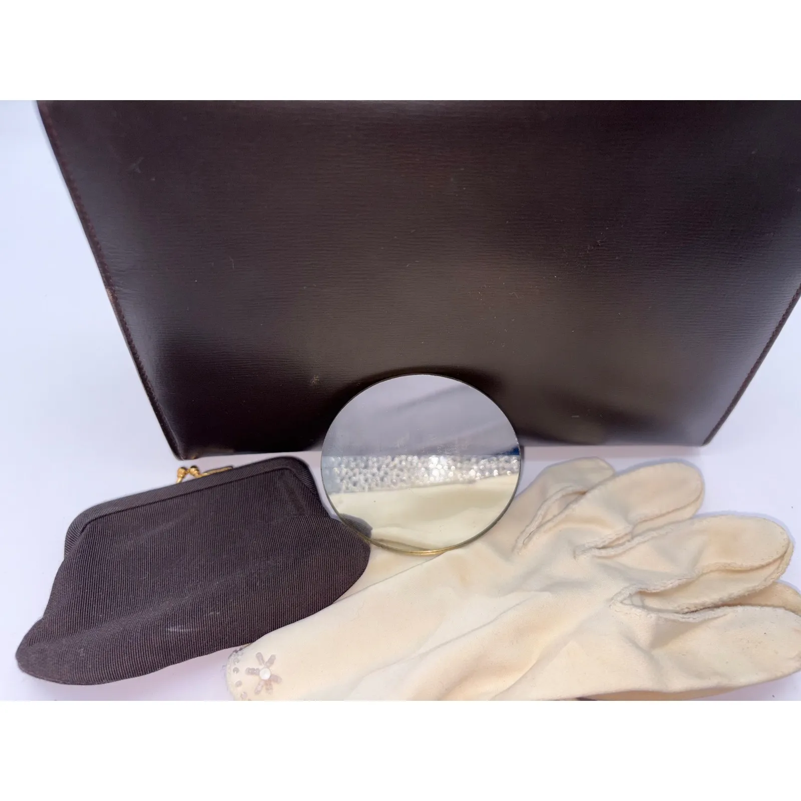 Vintage Collentz Originals Structured Brown Leather Handbag w/ accessories - Image 10