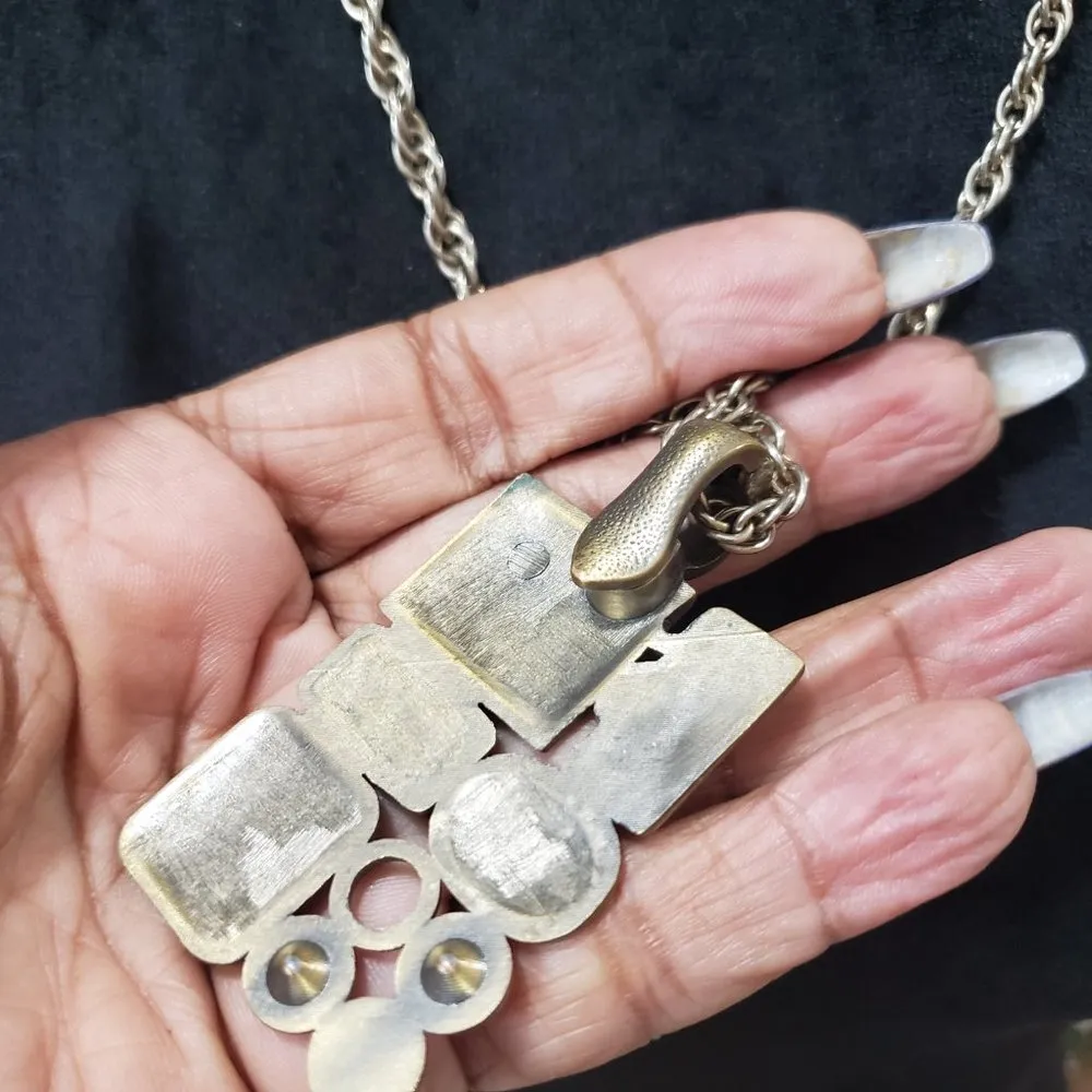 Women's Premier Designs Rectangular Gallery Pendant Antique Brass Tone Necklace Brown - Image 7