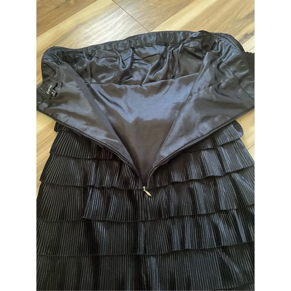 EXPRESS SEXY BLACK RUFFLED LAYERS STRAPLESS BODY HUGGING COCKTAIL EVE DRESS 6 - Image 7