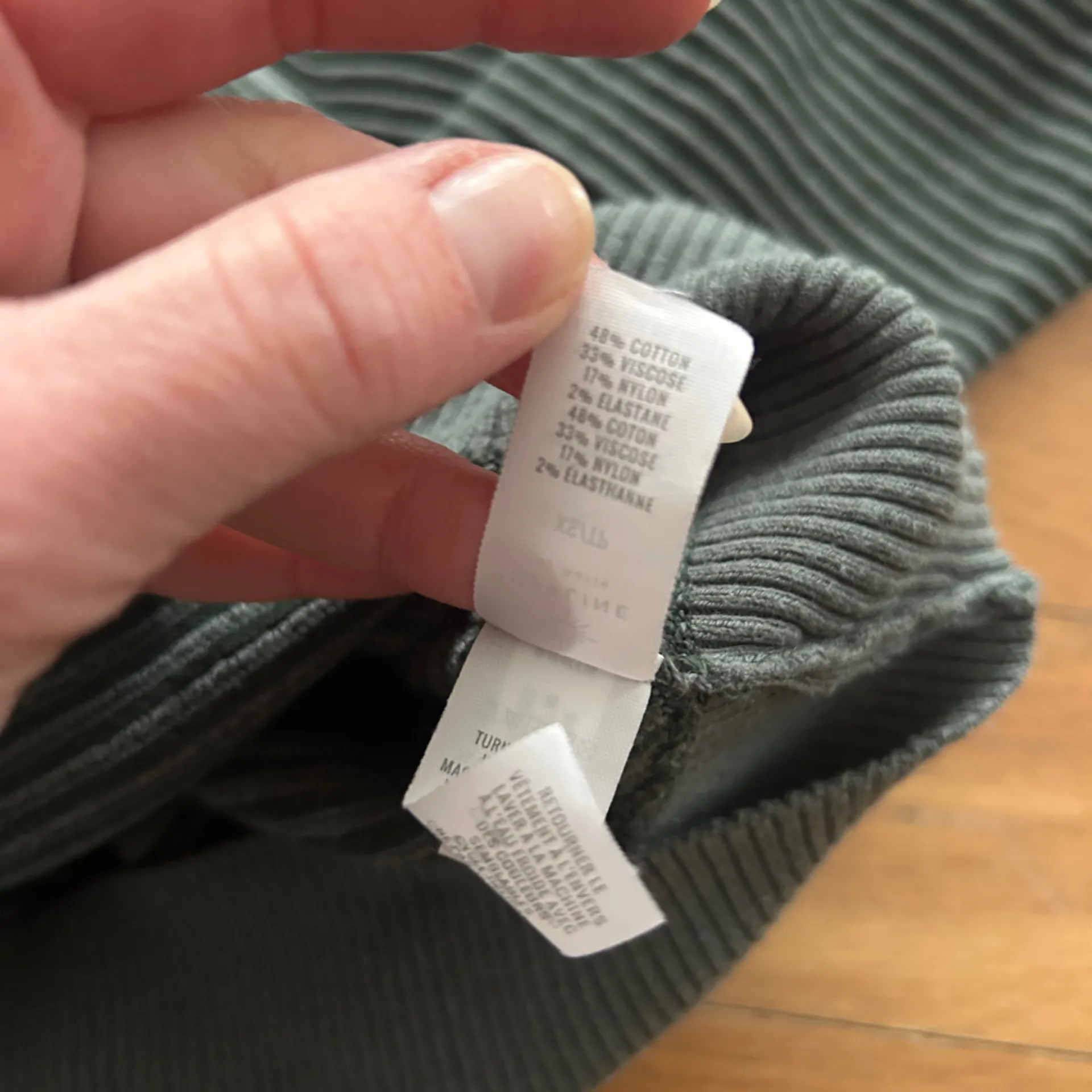 Offline Aerie Home Stretch Green Ribbed Quarter Zip Sweater Sweatshirt Size XS - Image 6