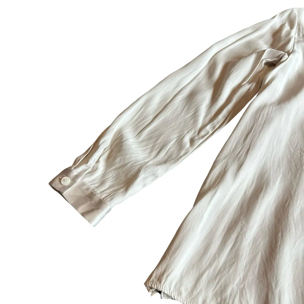 Lafayette 148 100% Silk Long Sleeve Blouse Top Shirt Cream Satin Size 4 Women's - Image 8