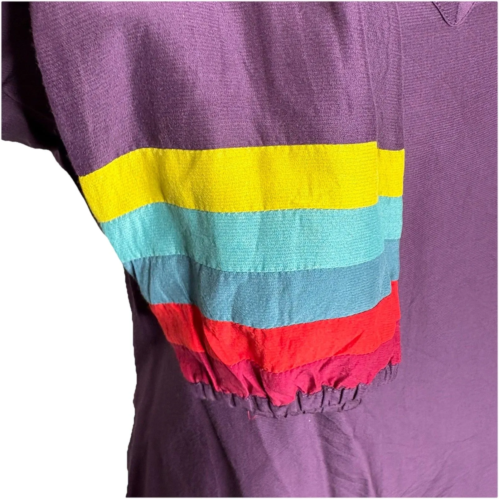 Boden Purple Silk Blend Notch Neck Puff Sleeve Long Sleeve Blouse Size 4 Womens - Image 2