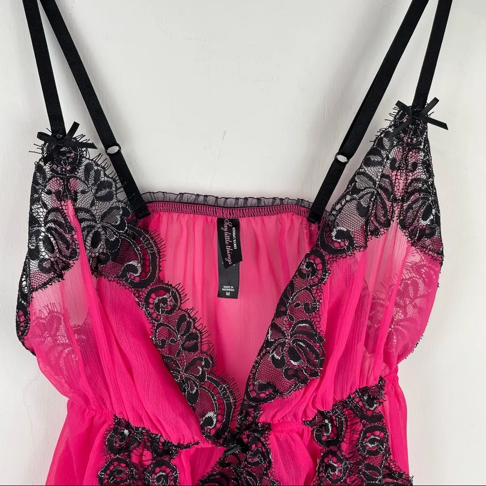 Victoria’s Secret Pink Lace Lingerie Nightie Tank Cami Top Sz Medium - Image 3