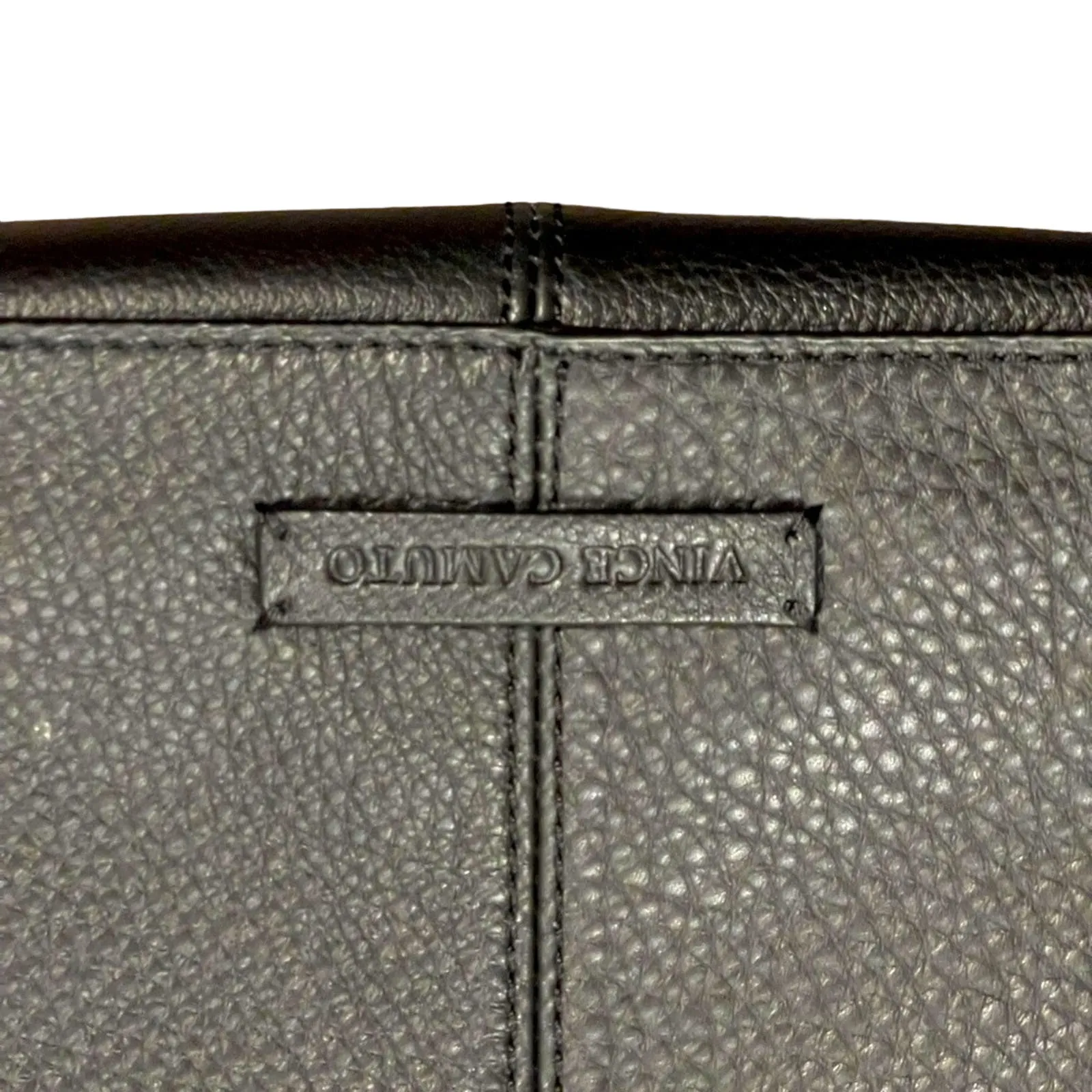 Vince Camuto Black Leather Hobo Shoulder Bag Gold Hardware Zip Lining - Image 4