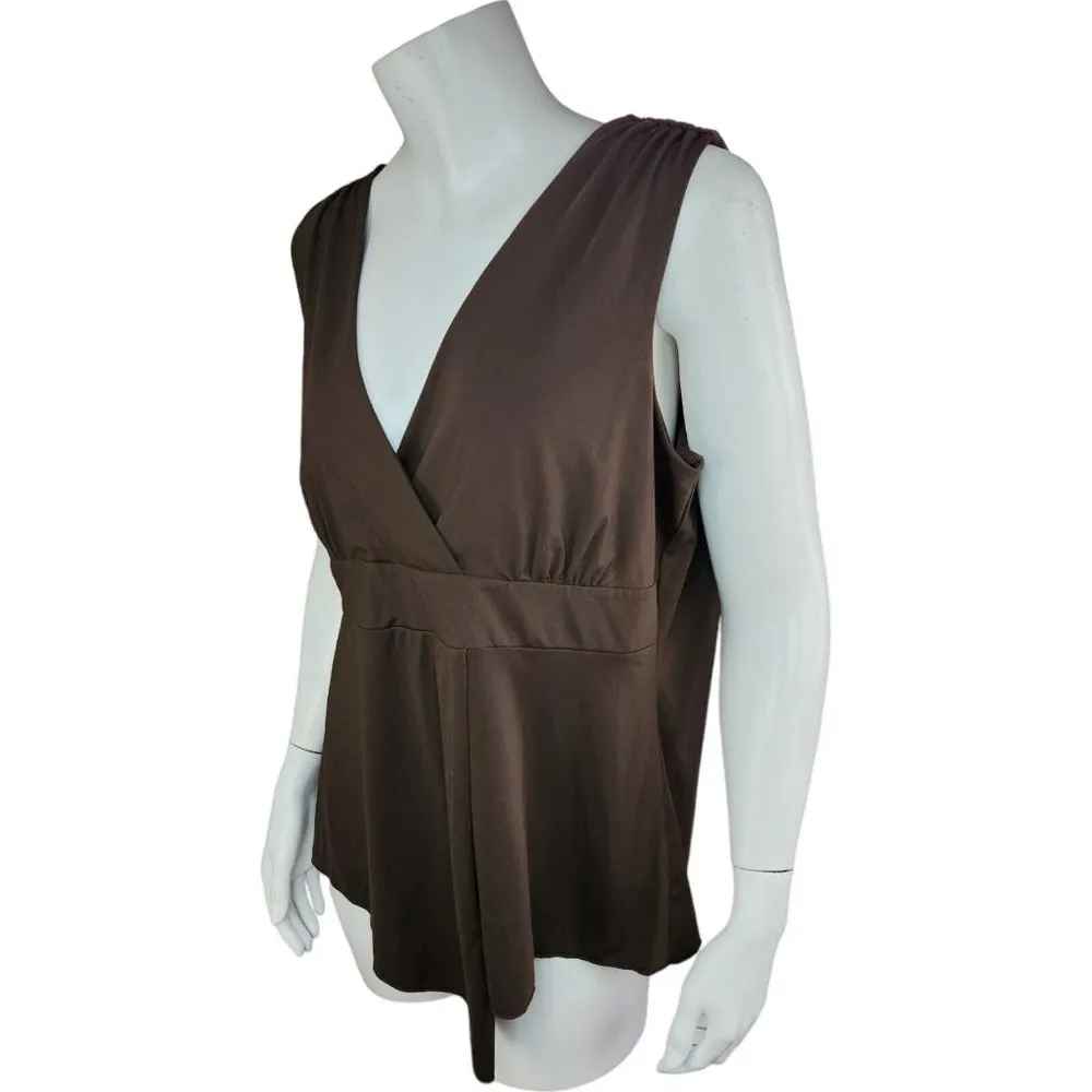 Cato Womens XL Brown Sleeveless Peplum Tank Cinched Shoulders Lined - Image 7