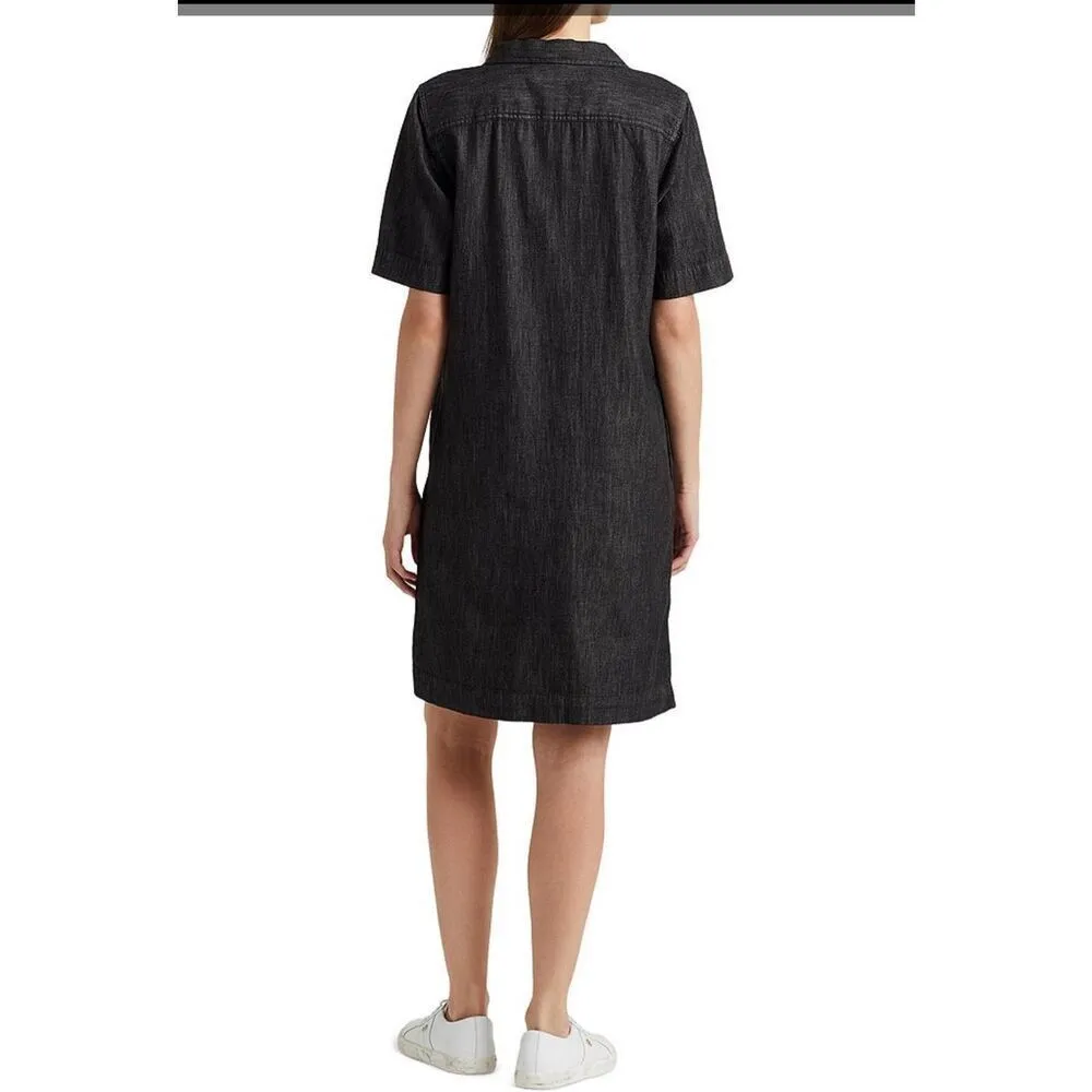 LAUREN Ralph Lauren Womens Short Sleeve Nightfall Denim Shift Dress Black M NWT‎ - Image 5