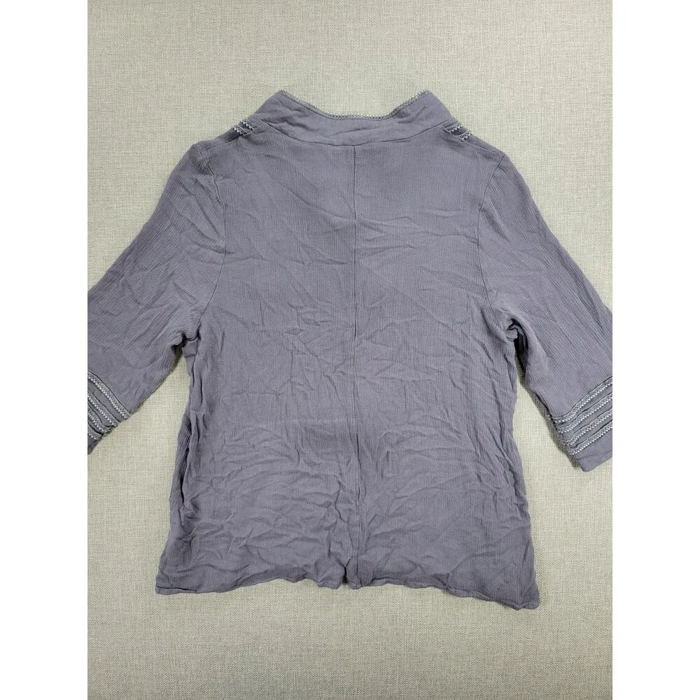 Mislook Womens Blouse Size S Dusty Purple Lace Boho Tassel Neck 3/4 Sleeve Tunic - Image 12