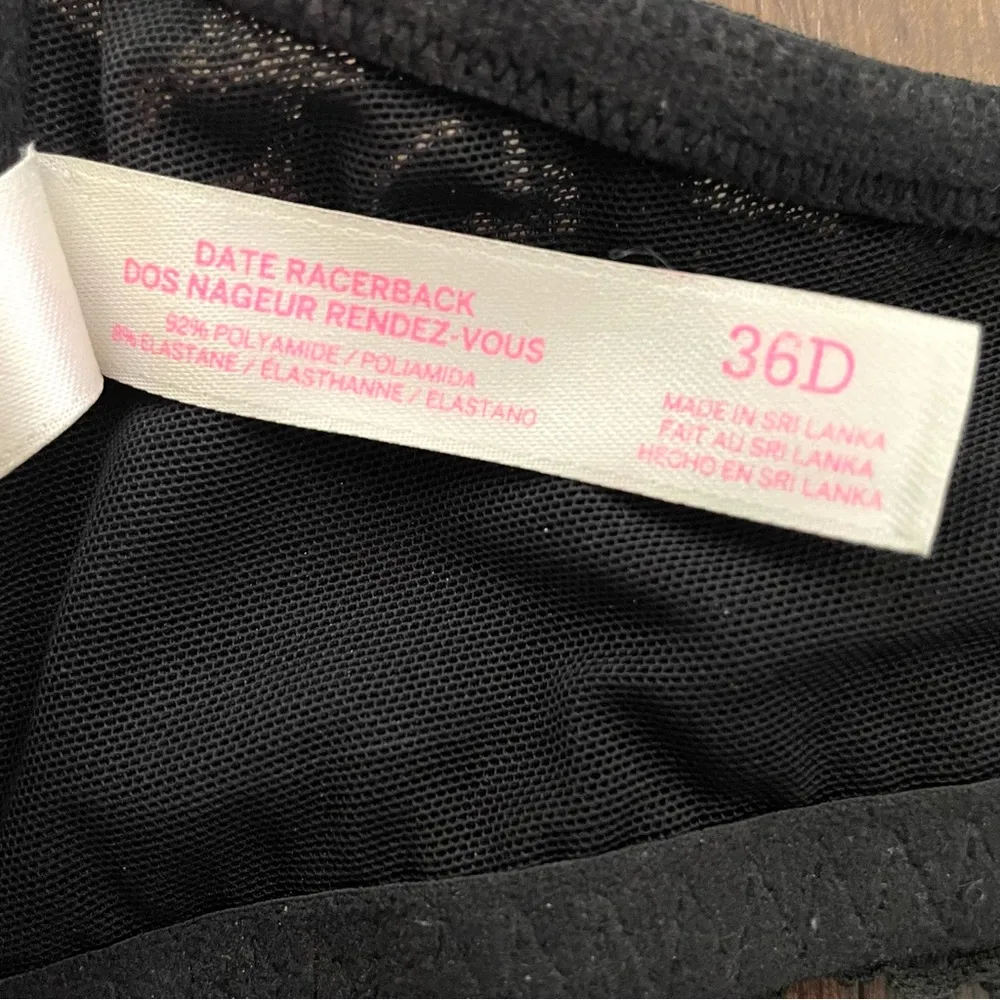 PINK VICTORIA’S SECRET Date Racerback black lace bra, size 36D - Image 10