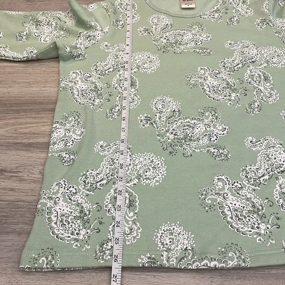 Mint Green With Paisley Print Long Sleeve Round Neck Sweatshirt Size M - Image 9