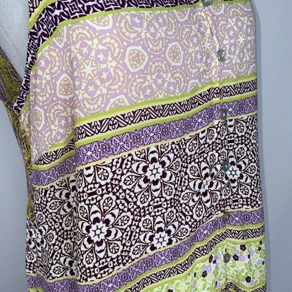 Figueroa & Flower Anthropologie Sleeveless Purple & Green Lace Back Tunic M - Image 7