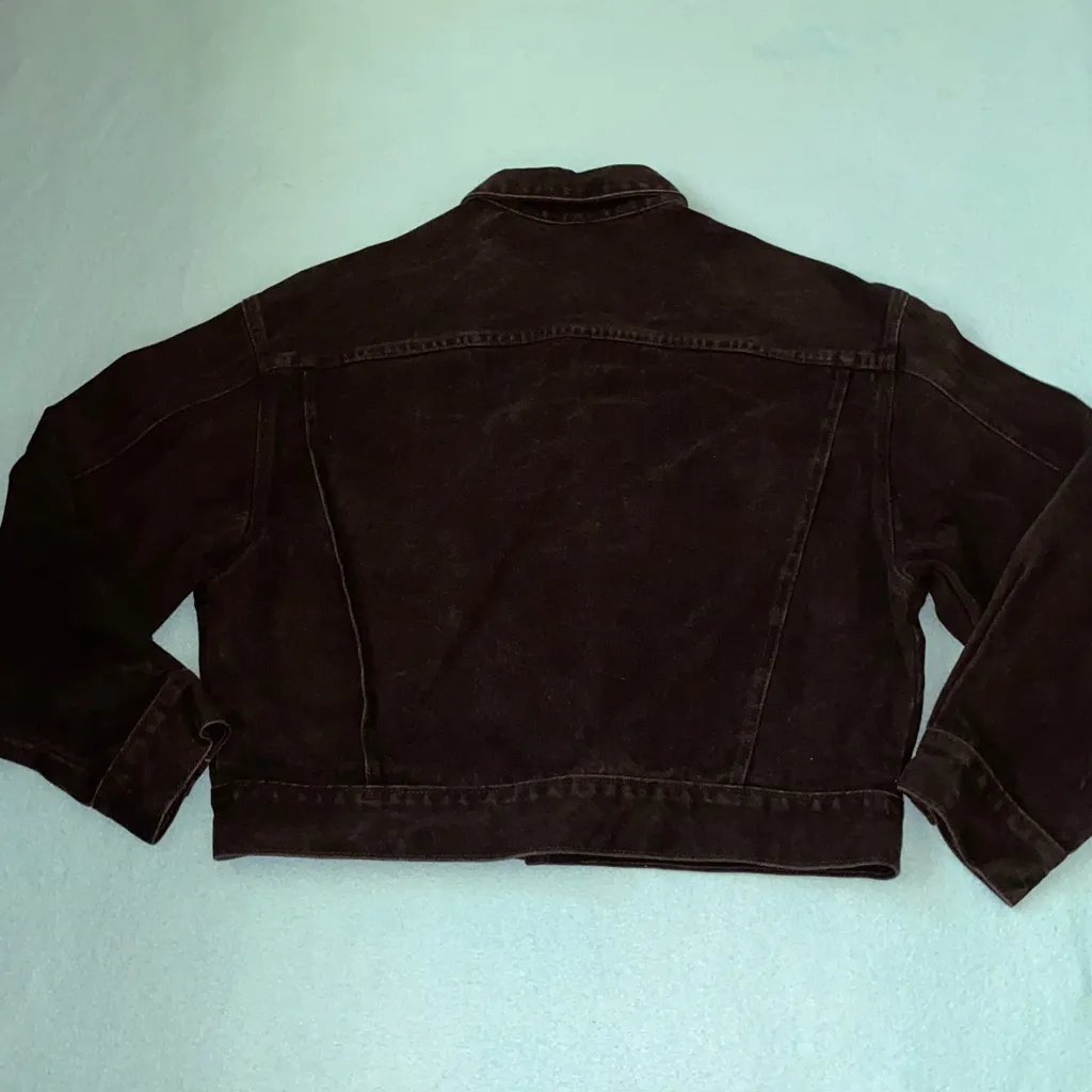 GUESS JEANS jacket black button up 2 chest pockets button cuffs vintage size M - Image 2