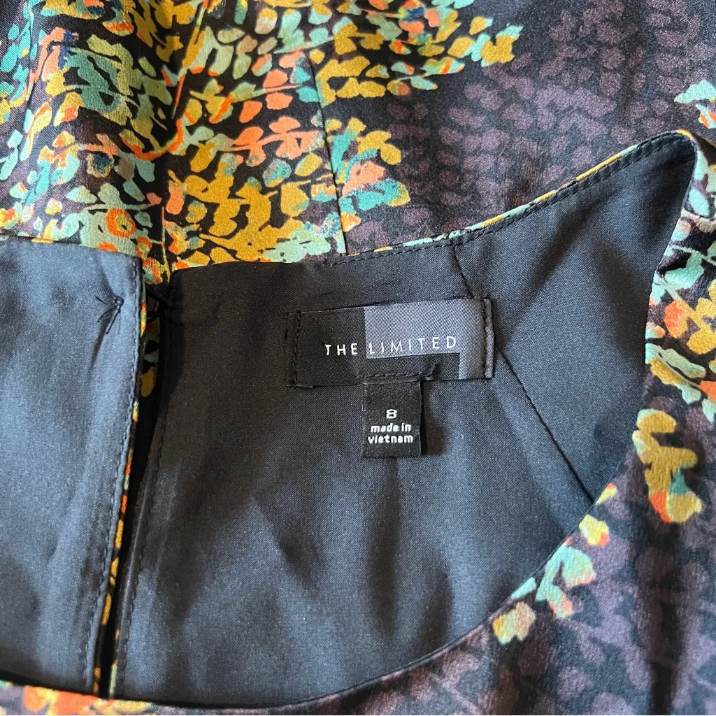 The Limited‎ Satin Floral Leaf Print Sleeveless Sheath Dress Size 8 - Image 3