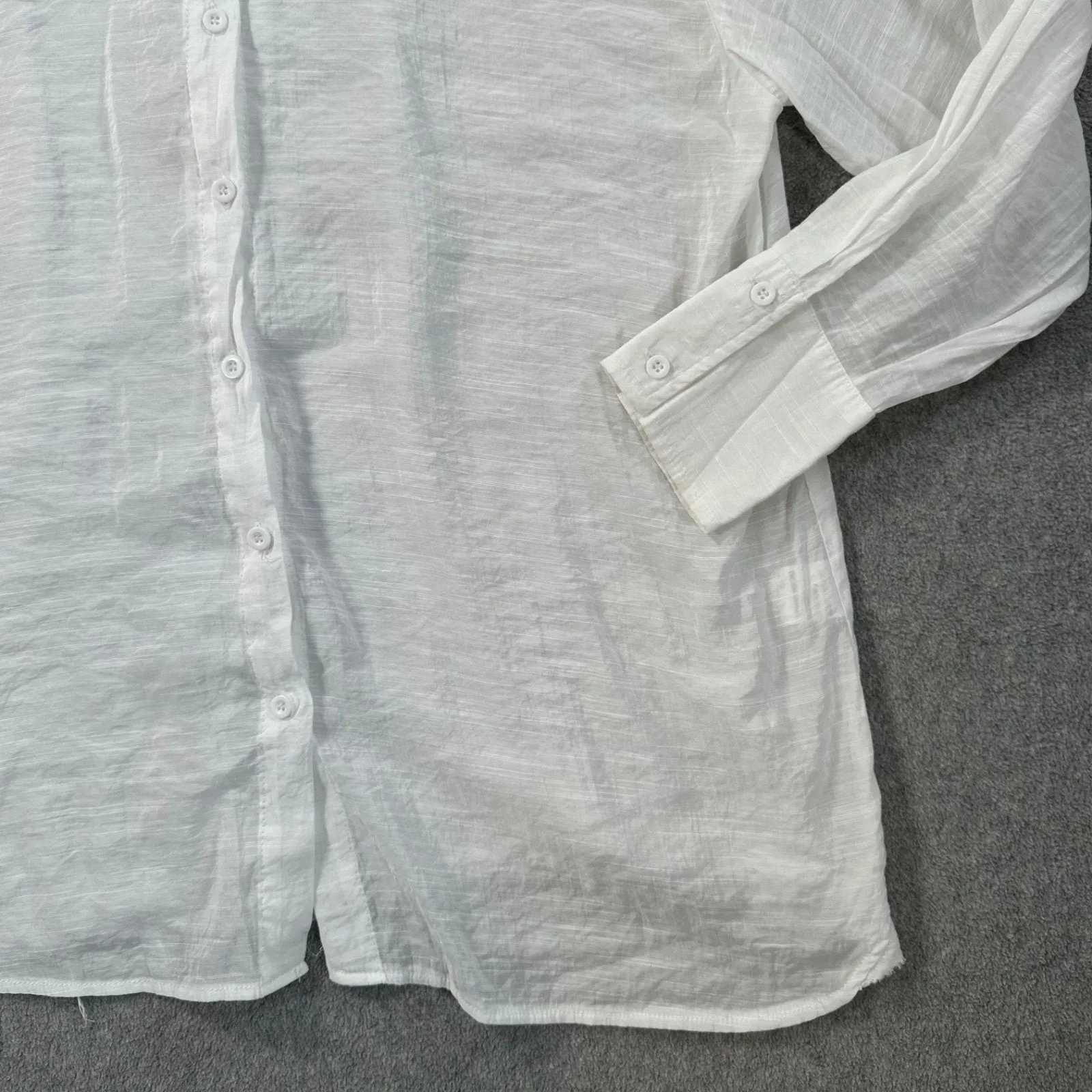 Princess Polly White Oversized Swim Coverup Button Down Tunic Woman's 2 Raw Hem - Image 4