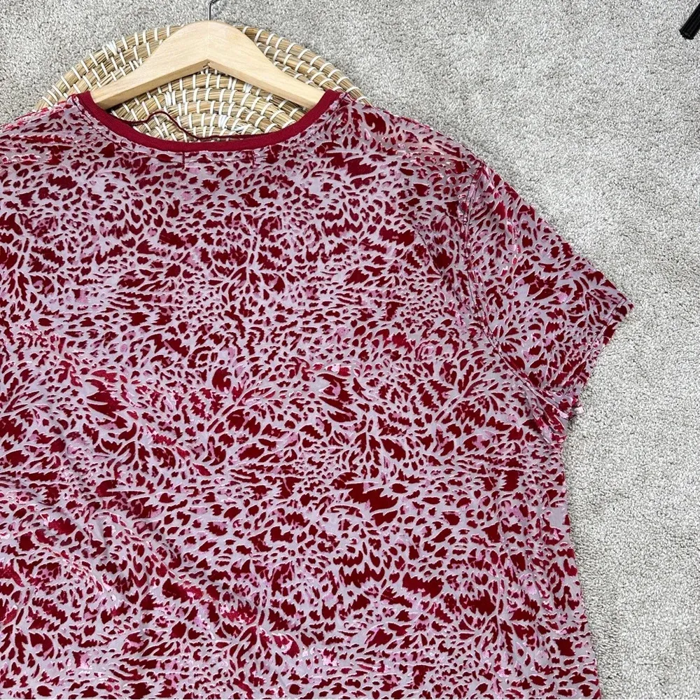 Free People We The Free Teddy Red Velvet Burnout Short Sleeve Shirt Boxy M - Image 9